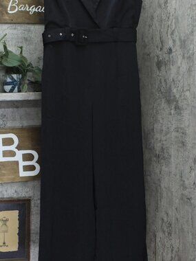 Red Petal And Pup Sienna Belted Buckle Pleated Collared V Neck Black Sz L